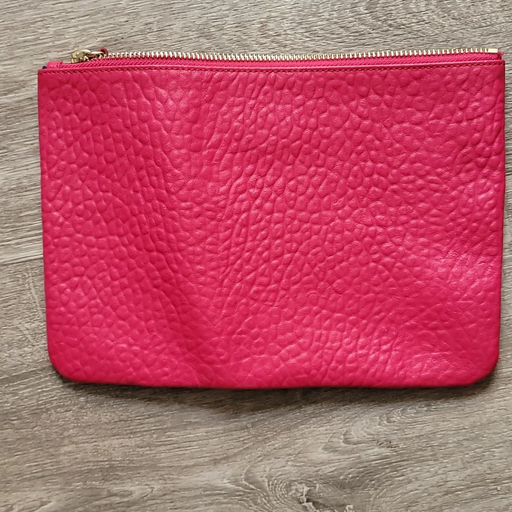 Pink Pebble Leather Clutch